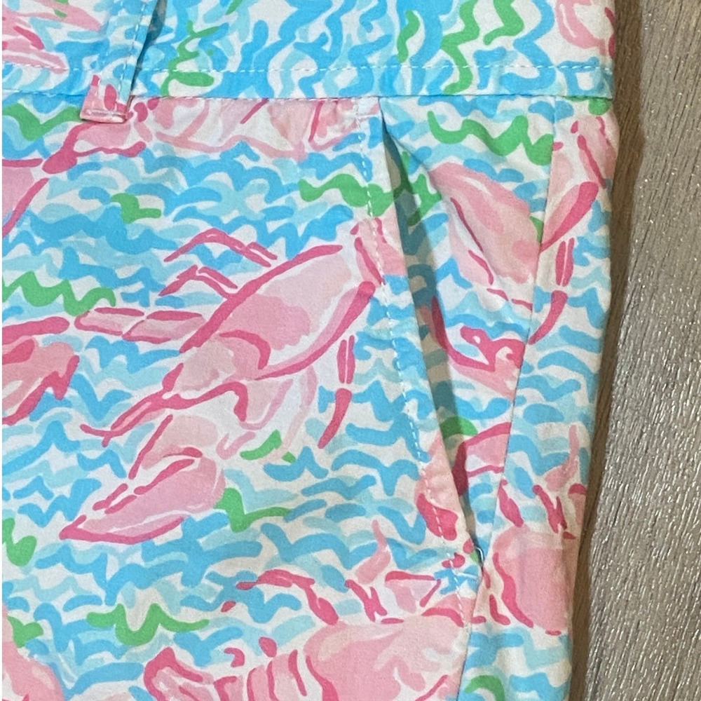 Lilly Pulitzer The Callahan Shorts Women's 10 Pink Lobster Blue Wave Mid Rise - Picture 5 of 10